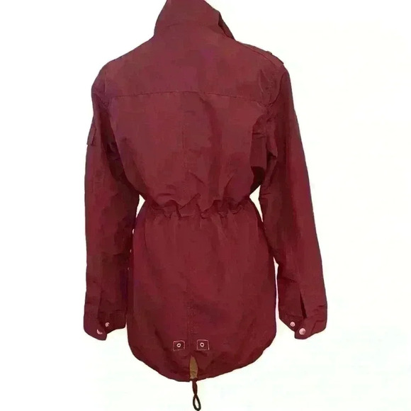 Miss London Jacket Women Size S Black Label Utility Cinch Waist Burgundy Outdoor - Picture 4 of 13